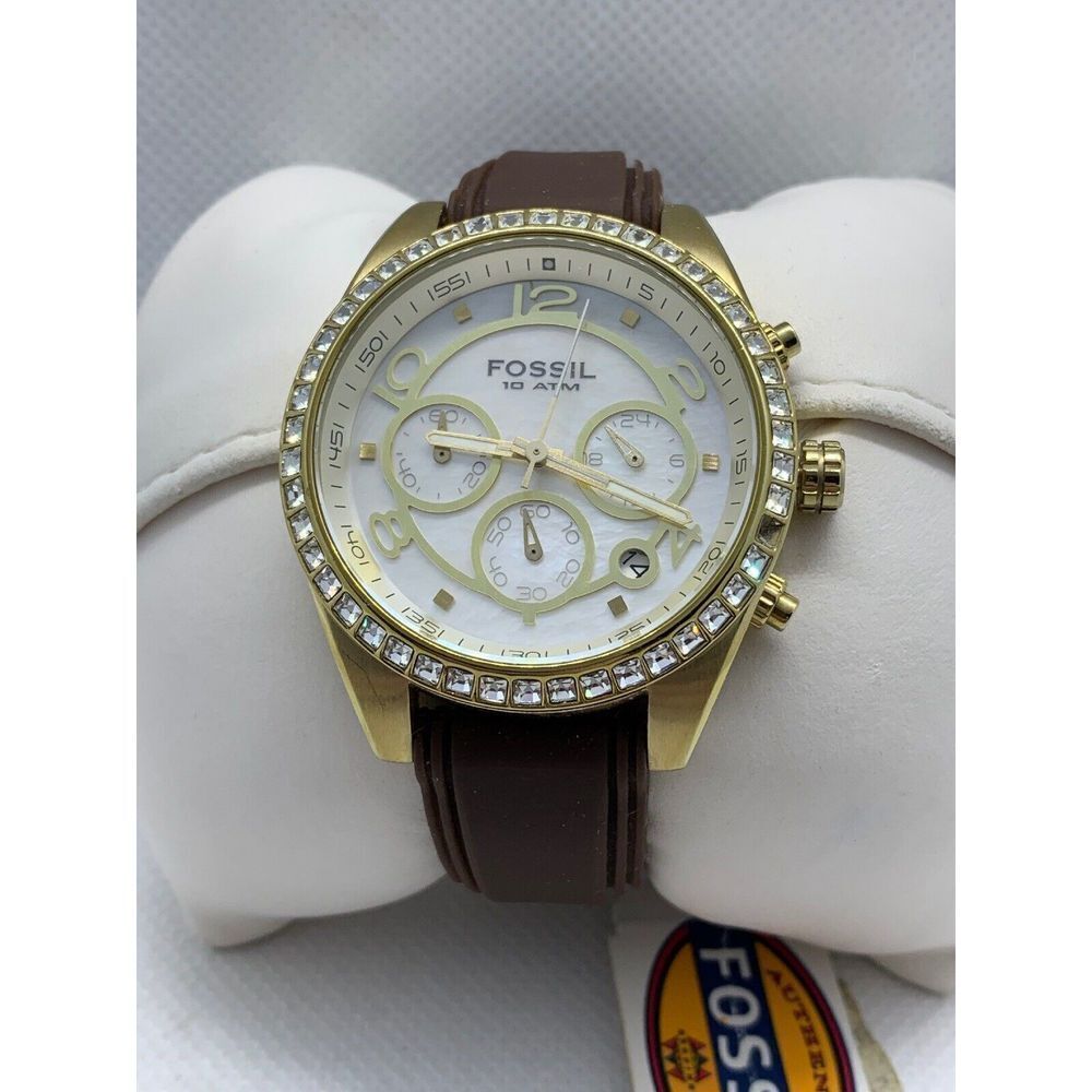 Fossil CH2550 Women's Brown Leather Analog White Dial Quartz Genuine Watch ZZ205